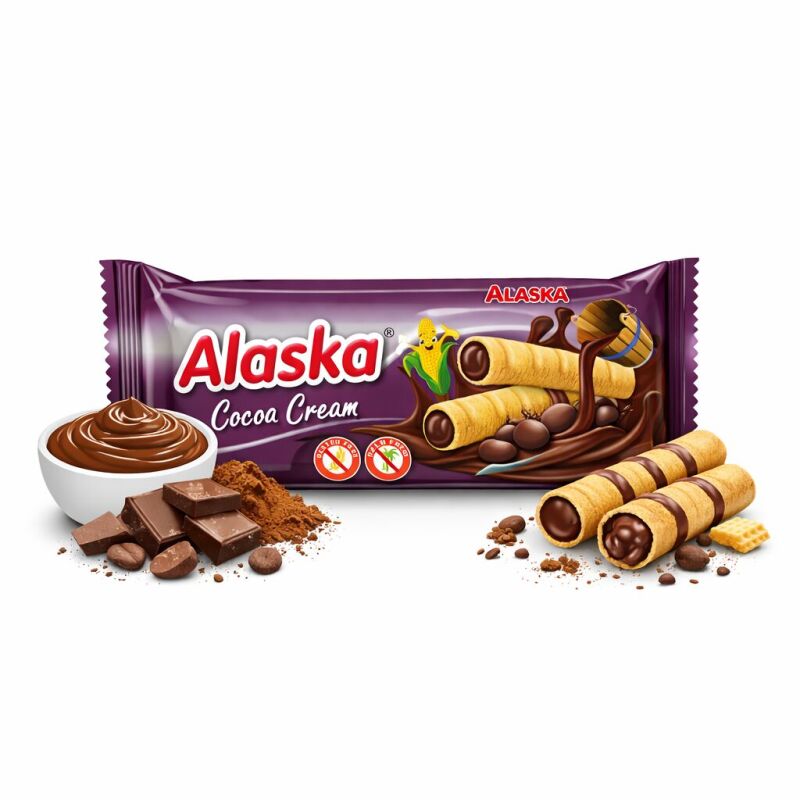 Kukuřičné trubičky Alaska kakaové 18g